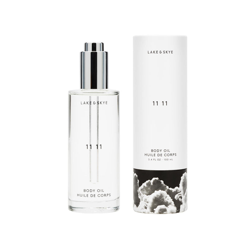 Lake & Skye 11 11 Body Oil - Hydrating with Vitamin E & Almond Oil - Clean Skin Musk, Sheer & Uplifting Scent - 3.4 fl oz (100 ml) 3.4 Fl Oz (Pack of 1)
