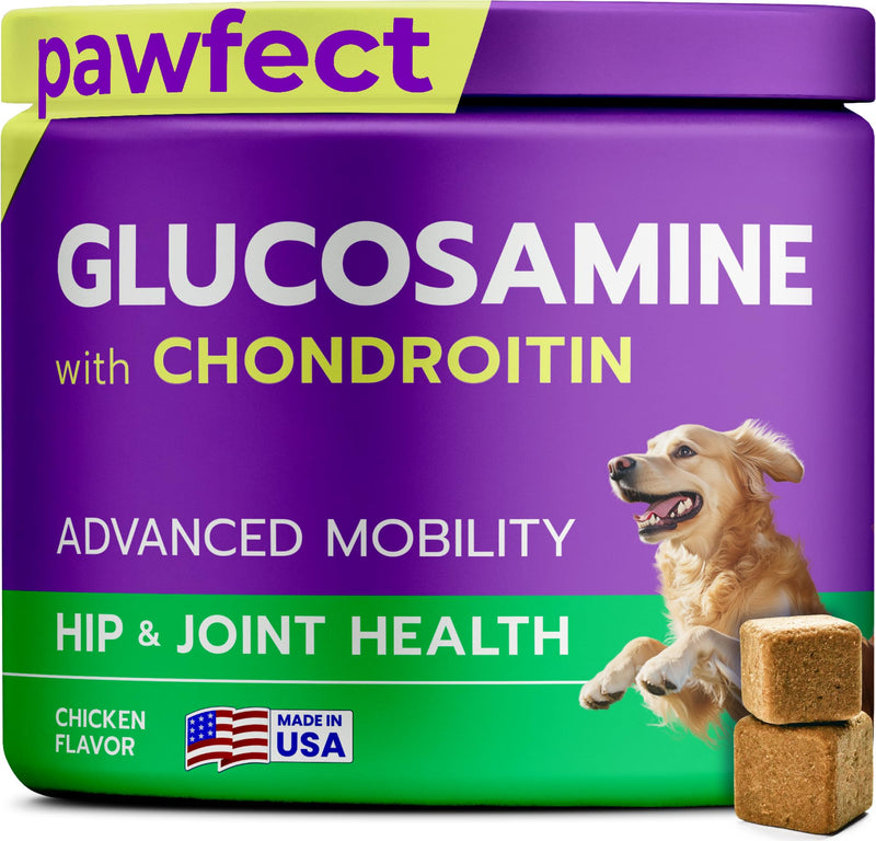 Pawfect Mobility Glucosamine Chews for Dogs - Hip & Joint Health Supplement Chews w/Omega-3, Chondroitin, MSM - Made in USA - Joint Pain Relief - Hip & Joint Care - 120ct 120 Glucosamine Treats - PawsPlanet Australia