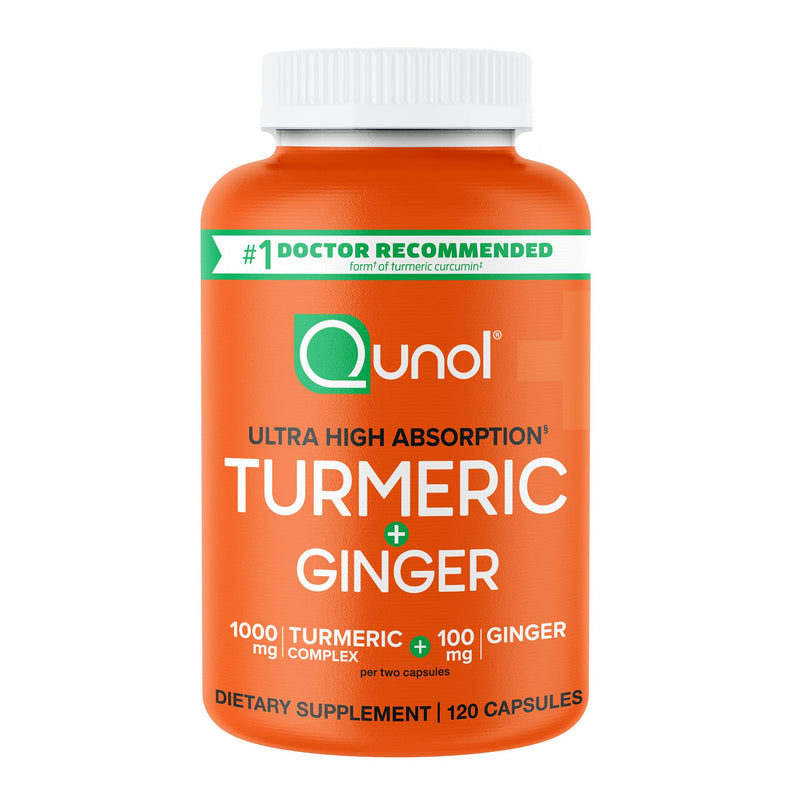 [Australia] - Qunol Turmeric and Ginger Capsules, 1000mg Turmeric Supplement, Ultra High Absorption to Support Joint Health, #1 Doctor Recommended Form of Turmeric Curcumin, 120 Count (Pack of 1) 120 Count (Pack of 1) 