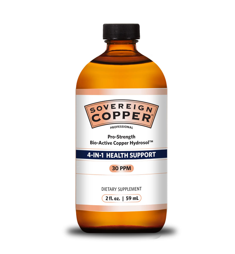 [Australia] - Sovereign Pro-Strength Bio-Active Copper Hydrosol - Bioavailable Copper Liquid Supplement for Adults & Kids with Silver Hydrosol for Hair, Skin, & Nails, 30ppm - 2 fl oz (59mL) 