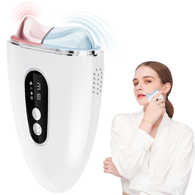 Electric Gua Sha Facial Tool, Upgraded Hot&Cold Dual-Mode Face Neck Massager, Face Sculpting Tool/Lift Device -Heated&Ice &Vibration&Red Massager, Anti-Aging&Wrinkles, Puffiness, Double Chin