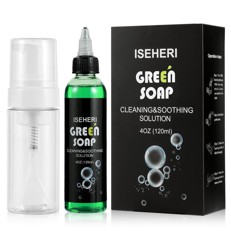 [Australia] - Ultra Concentrated Green Tattoo Soap 4OZ with Foaming Bottle 120ml, Tattoo Soap Tattoo Supplies for Tattoos Piercings, Clean Skin Equipment 