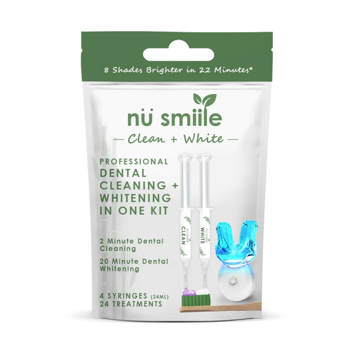 [Australia] - Professional Cleaning and Teeth Whitening Kit by nu smiile - Includes Blue LED Light - Visible Results in 20 Minutes - Xyliprox Teeth Whitening Gel - 30 Treatments 
