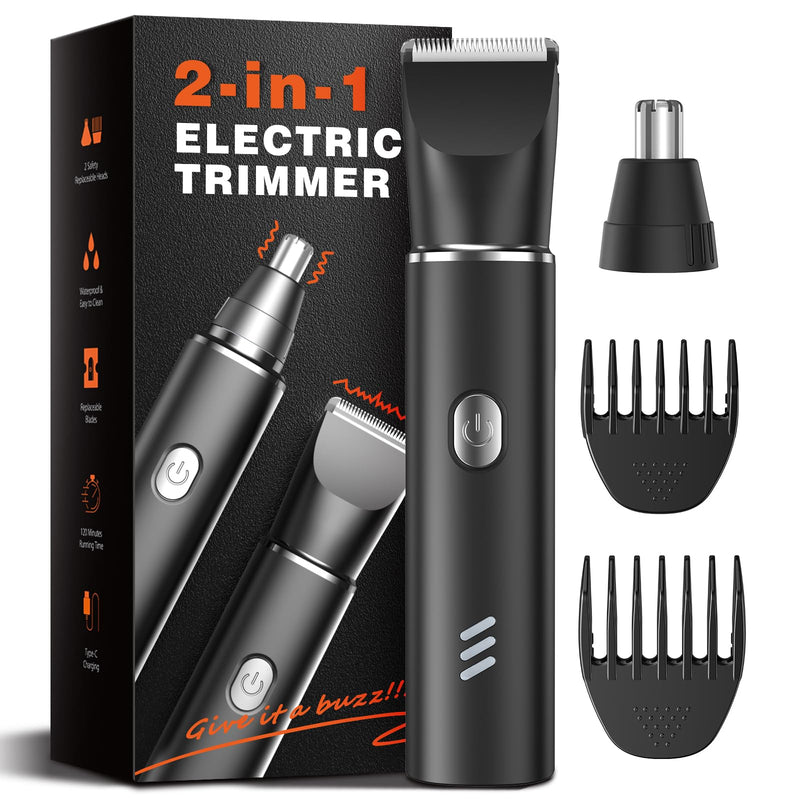[Australia] - Body Hair Trimmer for Men,Electric Groomer, Nose/Ear Hair Clipper,Ceramic Blade, Chest/Back/Groin/Armpit Hair Trimmer, Waterproof, Type-C Charge & Safety Lock 