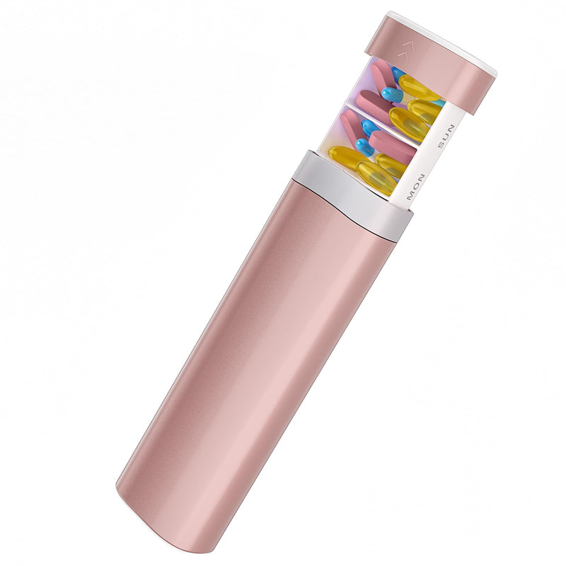 𝐏𝐢𝐥𝐥 𝐎𝐫𝐠𝐚𝐧𝐢𝐳𝐞𝐫 𝟕 𝐃𝐚𝐲𝐬 with Leak-Proof Slide Lock | Portable Pill Case for Vitamins & Medications | Large Capacity Weekly Pill Box, Travel-Friendly Compact Design (Sun-Sat Labels) Pink