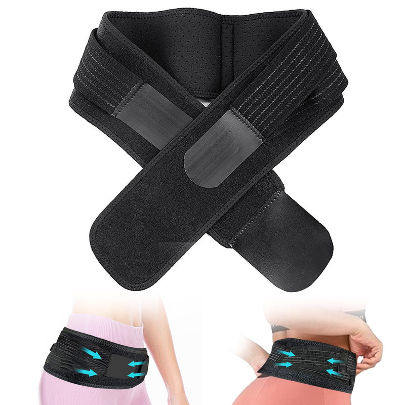Sacroiliac Belt - Si Joint Belt for Women Men, 𝐃𝐨𝐮𝐛𝐥𝐞 Straps Extra Compression Hip Brace for Soothing Low Back Brace Anterior Pelvic Tilt Corrector Sciatica Back Brace Black (Large) Large
