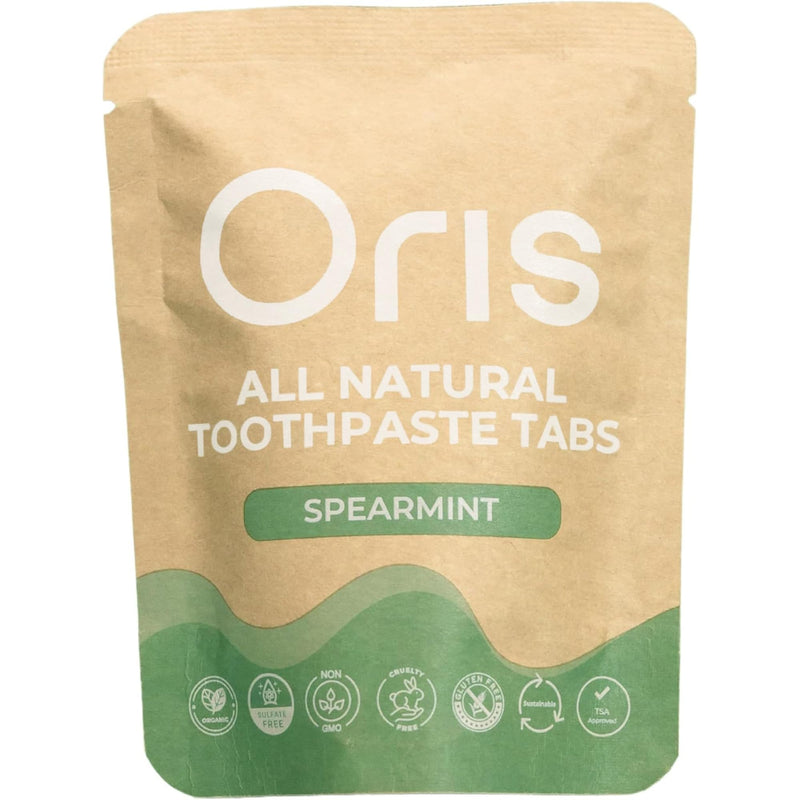 [Australia] - Oris Natural Toothpaste Tablets - Hydroxyapatite Toothpaste Tablets for Enamel Remineralization, Kid-Friendly Tooth Tabs for Brushing Teeth & Travel-Ready - 62ct (Spearmint) Spearmint 62 Count (Pack of 1) 