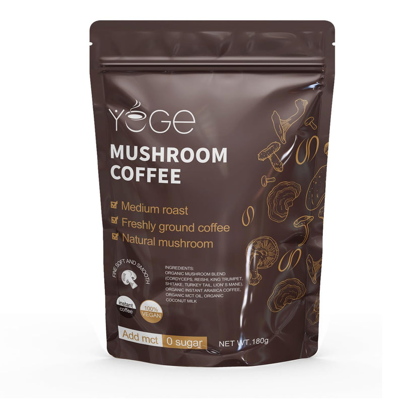 [Australia] - Mushroom Coffee, Instant Organic Mushroom Coffee with Cordyceps, Reish, King Trumpet, Shitake, Turkey Tail, Lions Mane for Energy, Focus, Positive Mood & Immune Support (30 Servings) 1 