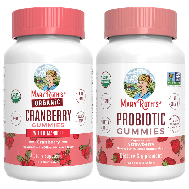 MARYRUTH'S Organics Cranberry & Probiotic Gummies (Strawberry) | USDA Organic, Clean Label Project Verified® | Vitamins for Urinary Tract & Gut Health | Vegan, Non-GMO, No Gelatin