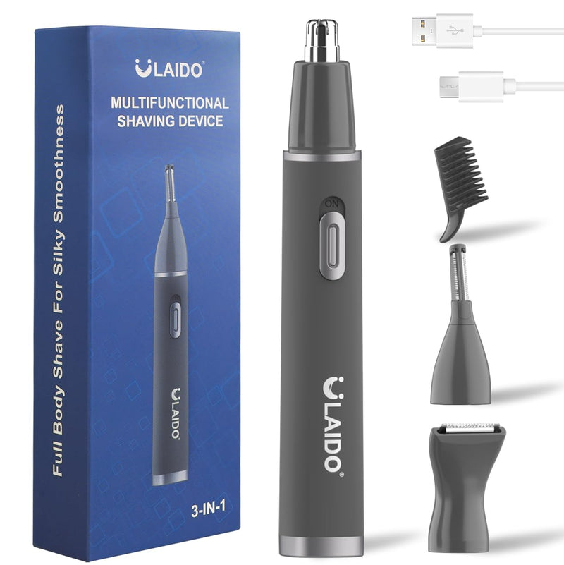 [Australia] - Ear and Nose Hair Trimmer for Men, Rechargeable Professional Painless 3 in 1 Trimmer for Nose Ear Eyebrow & Body Detail Hair Removal with High-Speed 