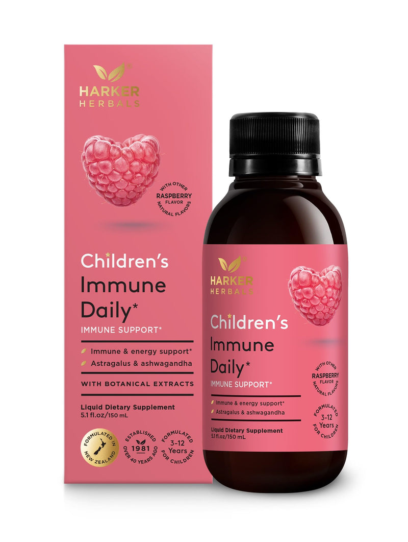 Children's Immune Daily Syrup, 5.1 Fl oz (30 Servings) | Herbal Health & Energy Support with Astragalus, Codonopsis, Ashwagandha & Licorice Root, Sweet Raspberry Flavor, Plant-Based