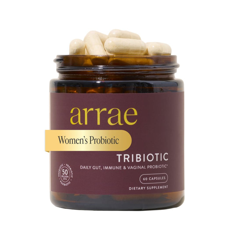 [Australia] - Arrae Tribiotic, Probiotics for Women, Support for Vaginal pH Balance, Gut, Immune, and Feminine Health, Prebiotics, Probiotics, Postbiotics, 60 Count 