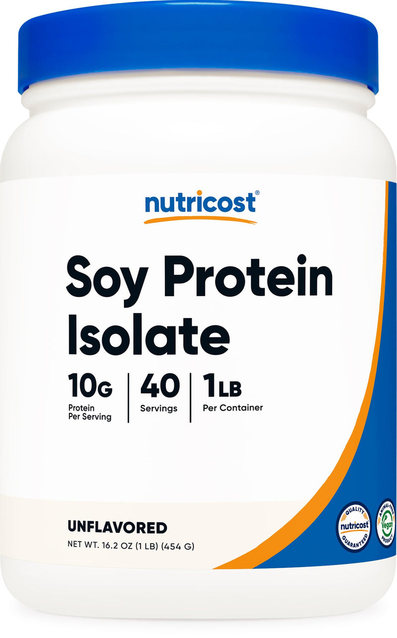 [Australia] - Nutricost Soy Protein Isolate Powder, 1 LB Unflavored - 10 Grams of Protein Per Serving, Vegan, GMO-Free & Gluten Free 