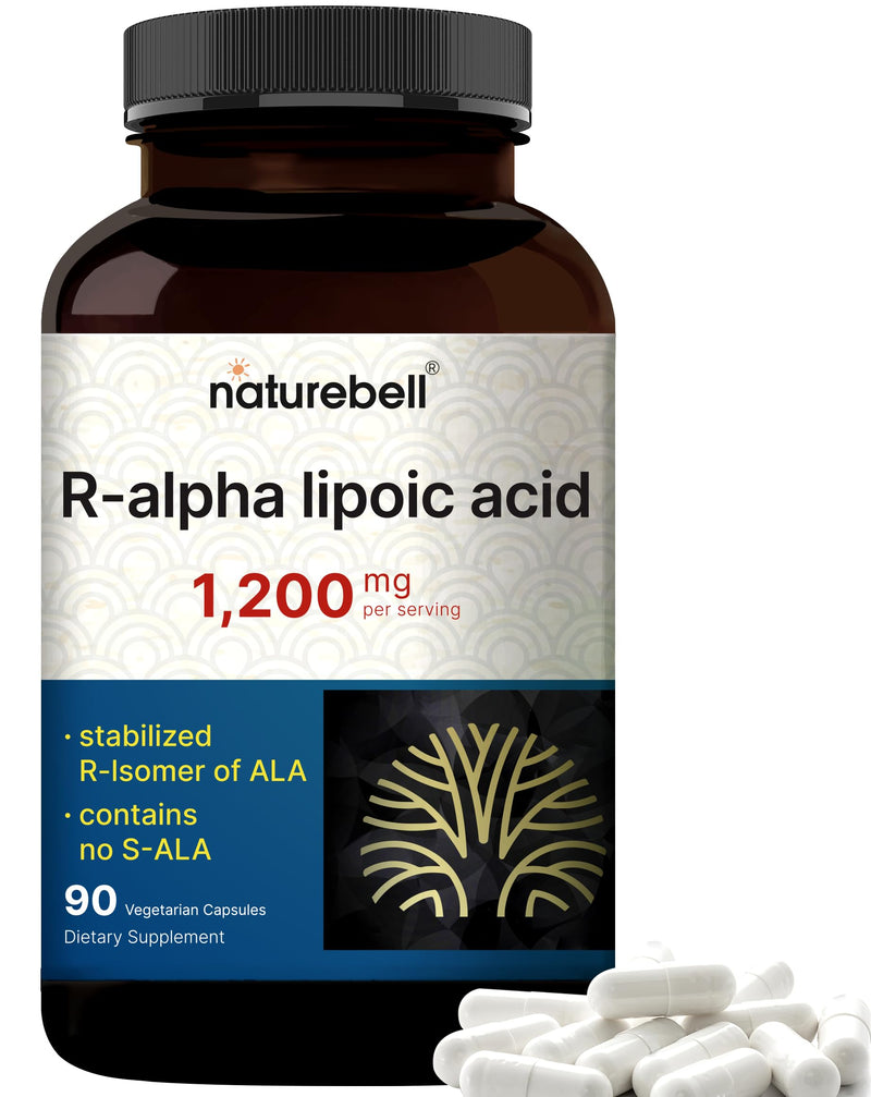 [Australia] - NatureBell R-Alpha Lipoic Acid, 1,200mg, 90 Veggie Capsules | Pure Stabilized R-ALA Only | High Absorption & Antioxidant Support | No S-ALA | Non-GMO, Gluten-Free 