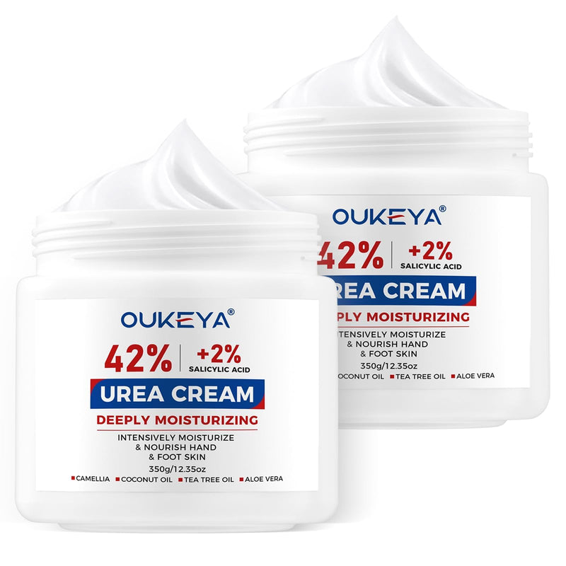 OUKEYA Urea Cream 42% plus Salicylic Acid 2% for Dry, Rough Skin | Foot Cream, Moisturize Lotion, Exfoliating, Feet, Hands, Heels Care, Elbows Knees, Softening, Nourishing,12.35 Oz 12.35 Ounce Pack of 1