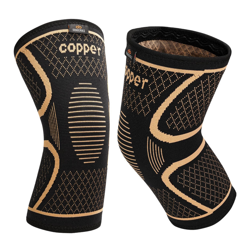 INDEEMAX Copper Knee Brace for Women Men Plus Size, 2 Pack Knee Compression Sleeve for Knee Pain, Arthritis, Running, Sports and Recovery Support, 2XL(26-28 Inch) XX-Large COPPER-Infused black knee brace,2 Pack