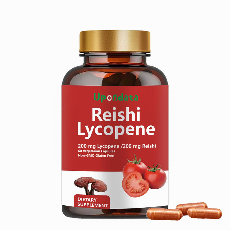 [Australia] - Lycopene Capsules, Natural Lycopene 200mg with Organic Reishi Mushroom 200mg Supplement for Prostate Health and Immune Support - Gluten-Free, Non-GMO, 60 Capsules (1 Pack) 1 