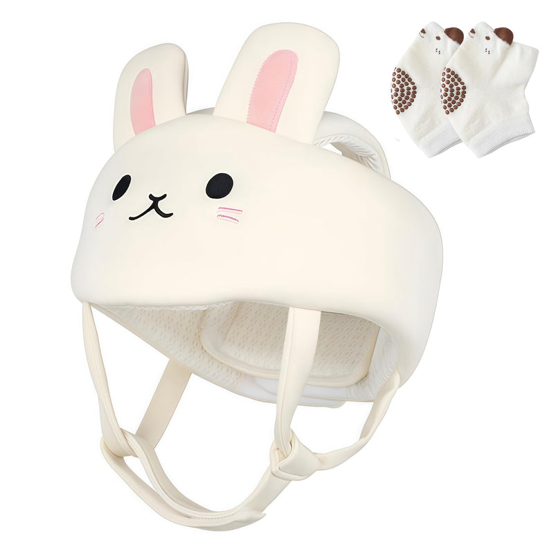 [Australia] - Baby Helmet for Crawling Walking ‚Äì Soft and Lightweight Baby Head Protector with Adjustable Straps, 360¬∞ Protection for Toddlers, Cute Bunny Ears Design, Perfect Baby Fall Back Head Protector Rabbit 