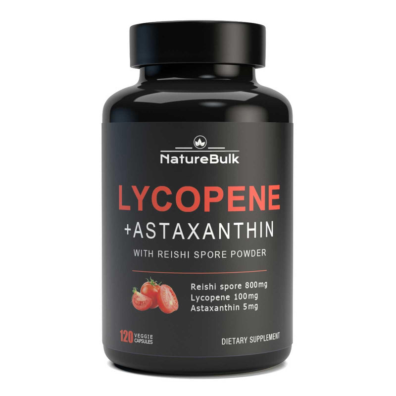 [Australia] - Lycopene 100mg + Astaxanthin 5mg with Reishi Spore, Supplement for Skin Health and Immune Support, 100% Natural Astaxanthin from MicroAlgae and Natural Tomato Extract, 120 Veggie Capsules 