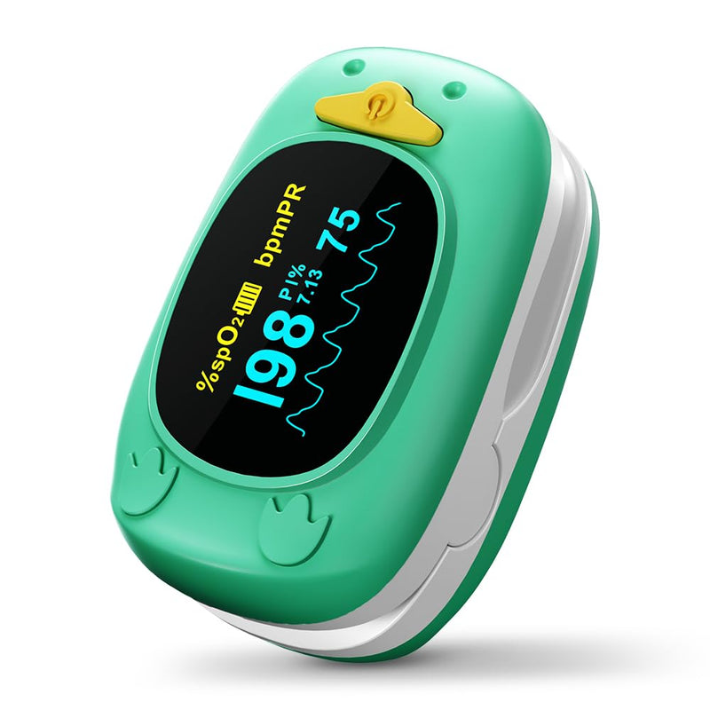 [Australia] - Pulse Oximeter for Kids-HOLFENRY Baby Oxygen Monitor Fingertip for Children Kids Pulse Oximeter Fingertip, Large Display, Included with AAA Battery Green 