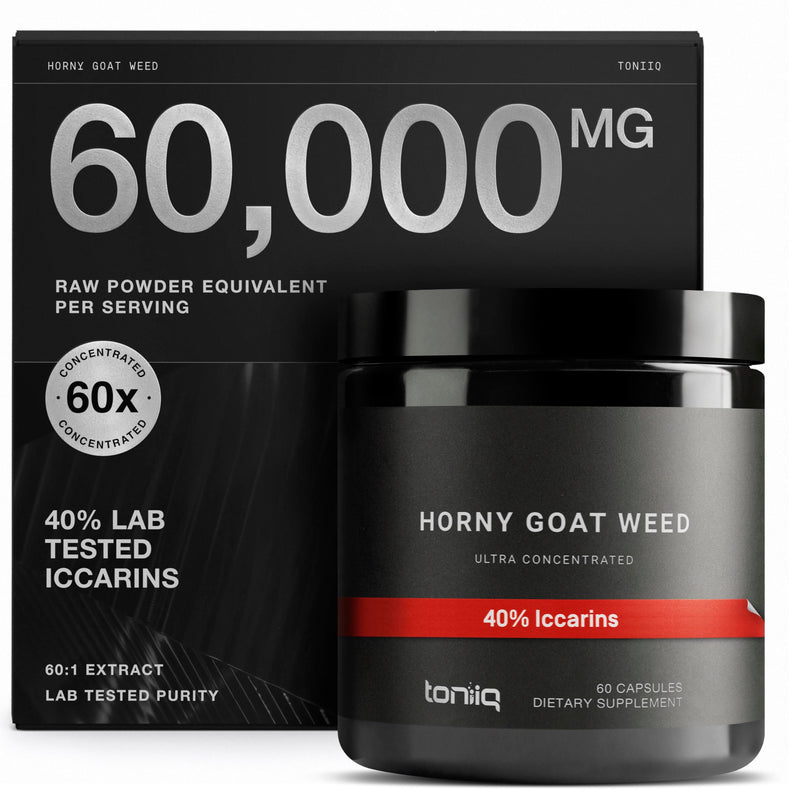 [Australia] - Super Strength Horny Goat Weed for Men & Women 60,000mg - Epimedium sagittatum - 40% Icariins - 60: 1 Concentrated Extract from 1000mg Formula - 3P Tested - Premium hornygoatweed for Men - 60 Caps 60 Count (Pack of 1) 