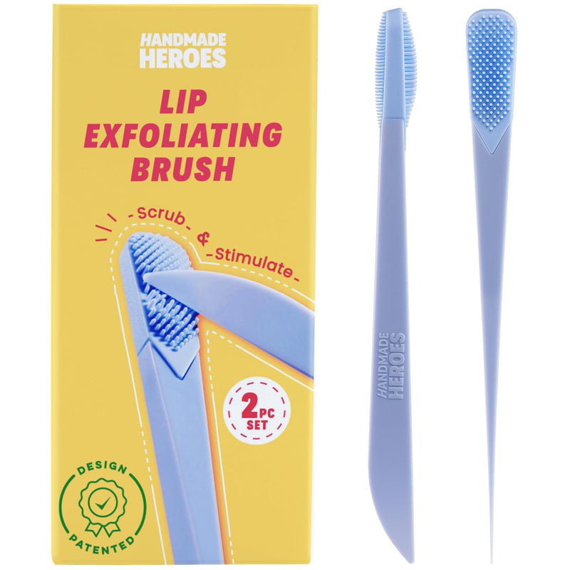 [Australia] - Handmade Heroes Lip Brush, Reusable Lip Exfoliator - Gentle Exfoliant, Use with Sugar Lip Polish and Lip Exfoliator Scrubber for Chapped and Dry Lips 2pc 
