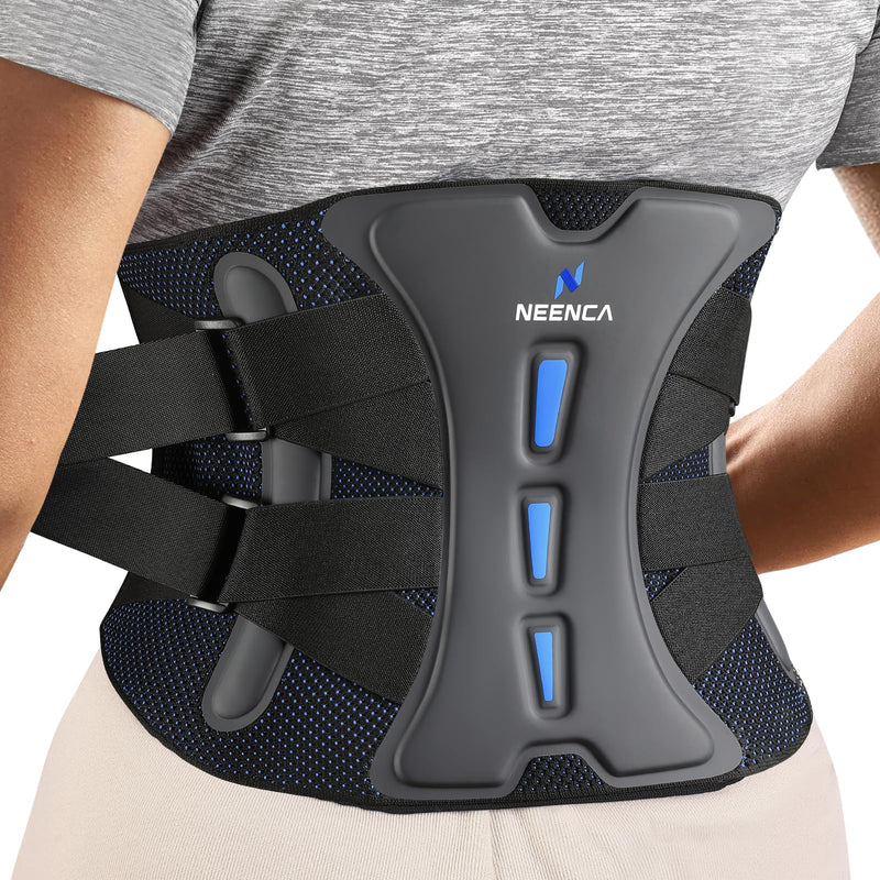 [Australia] - NEENCA Lower Back Brace for Lower Back Pain Relief, Medical Grade Lumbar Support Belt for Women Men, Herniated Disc,Lumbar Strain,Sciatica, Scoliosis (Black, Large) Blueblack 