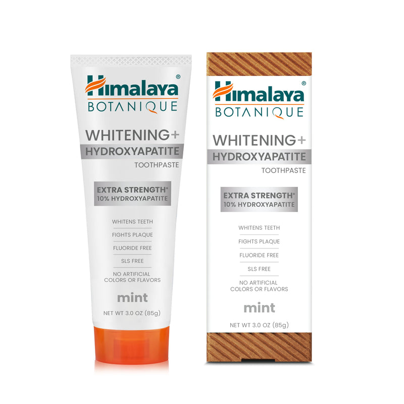 [Australia] - Himalaya Botanique Whitening + Extra Strength Hydroxyapatite Toothpaste - 10% Nano Hydroxyapatite to Support Remineralization & Restore Enamel to Strengthen Teeth - Vegan, Mint Flavor, 3 oz 