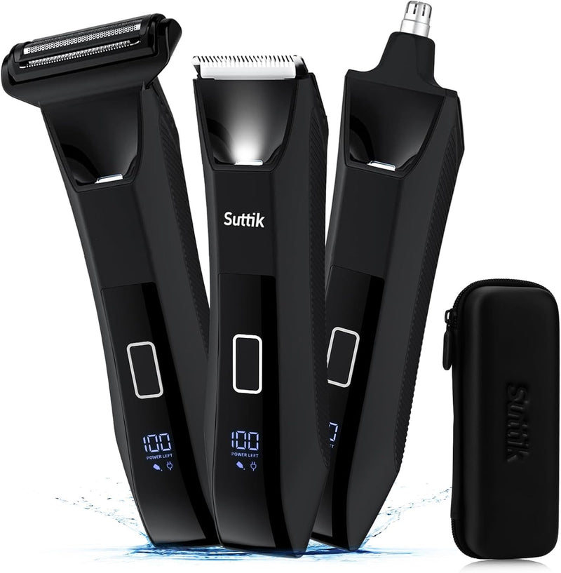 [Australia] - Manscape Body and Ball Trimmer for Men, 3-in-1 Pubic Groin & Nose Hair Trimmer, Ball Shaver & Body Groomer, Wet/Dry Electric Razors for Smooth Shaving, IPX7 Waterproof with Travel Case Black 
