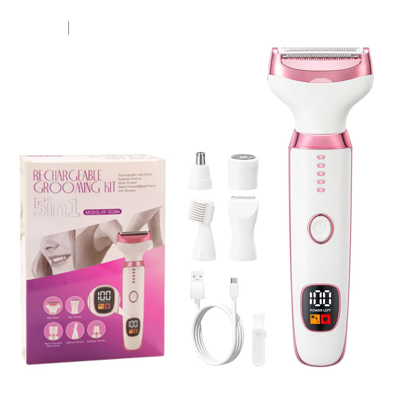 [Australia] - Electric Razor Shavers for Women Wet/Dry 5 in 1 Bikini Trimmer Face Razors for Face Nose Eyebrow Arms Armpit Legs Pubic Area Painless Facial Hair Removal 