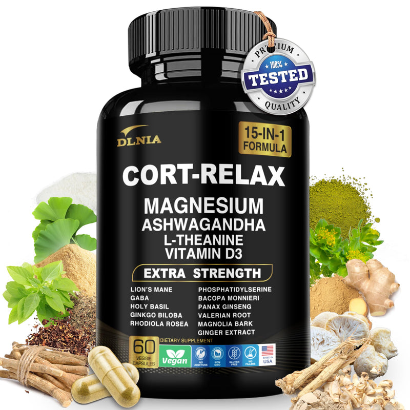 [Australia] - Super Calm Cortisol Supplement with Magnesium Glycinate, Ashwagandha KSM-66, L-Theanine, Phosphatidylserine, Ginkgo Biloba & Lions Mane for Calm, Focus, Mental Clarity, Relaxation, Sleep, Energy 
