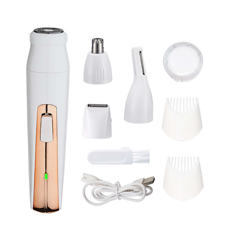 [Australia] - Womens Electric Razor, Face Shaver, Facial Hair Remover, Electric Bikini Trimmers for Legs, Travel Razor for Eyebrow Ear Nose Hair Lip Beard Armpit (Gold 4 in 1 Gold 