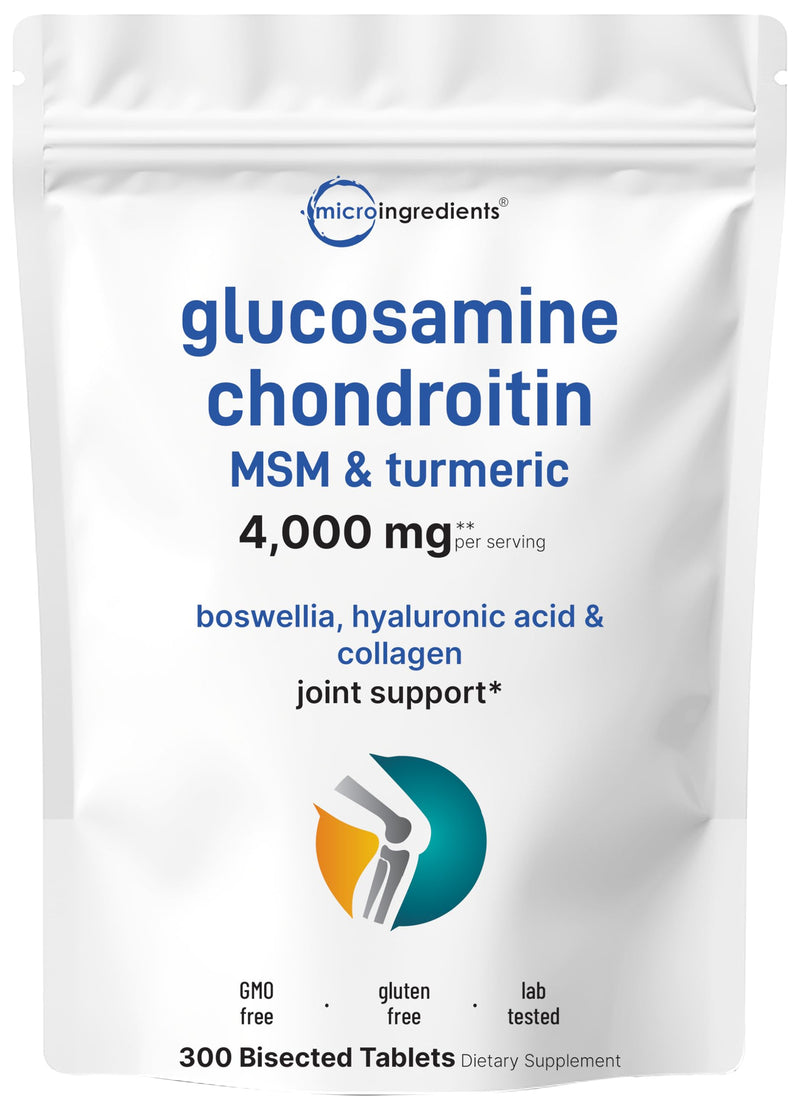 [Australia] - Glucosamine Chondroitin MSM & Turmeric 4,000mg Equivalent, 300 Bisected Tablets | Joint Health & Mobility Support for Women & Men | 7-in-1 with Boswellia, Hyaluronic Acid & Collagen Complex 