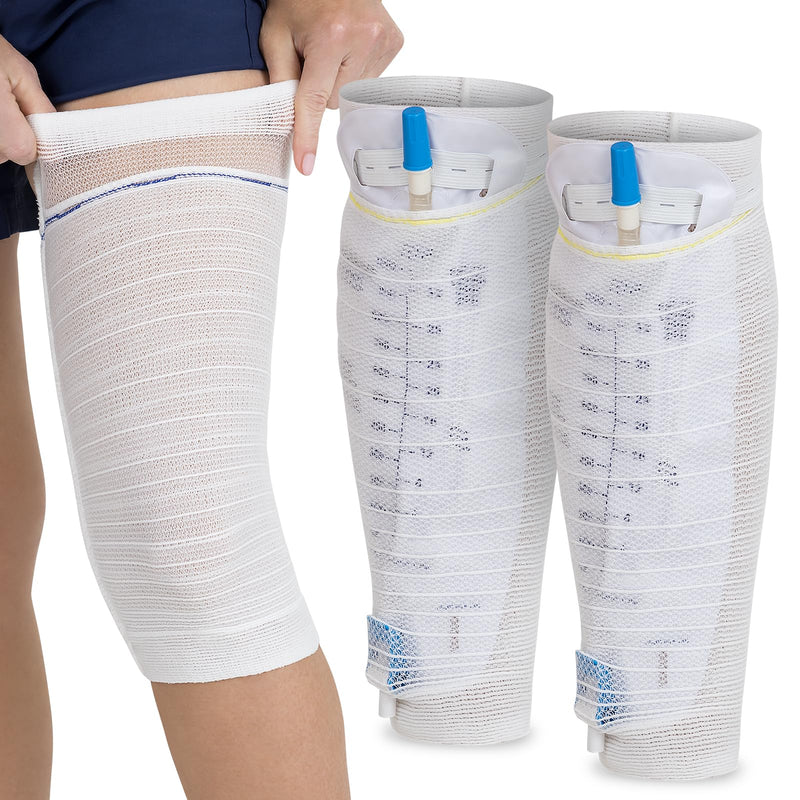 [Australia] - Vive Catheter Leg Bag Holder for Men & Women (2 Pack) - Nephrostomy & Foley Catheter Bag Holder & Cover - Urine Drainage & Storage Bag Holder Stays in Place - Catheter Stabilization (Medium) Medium 