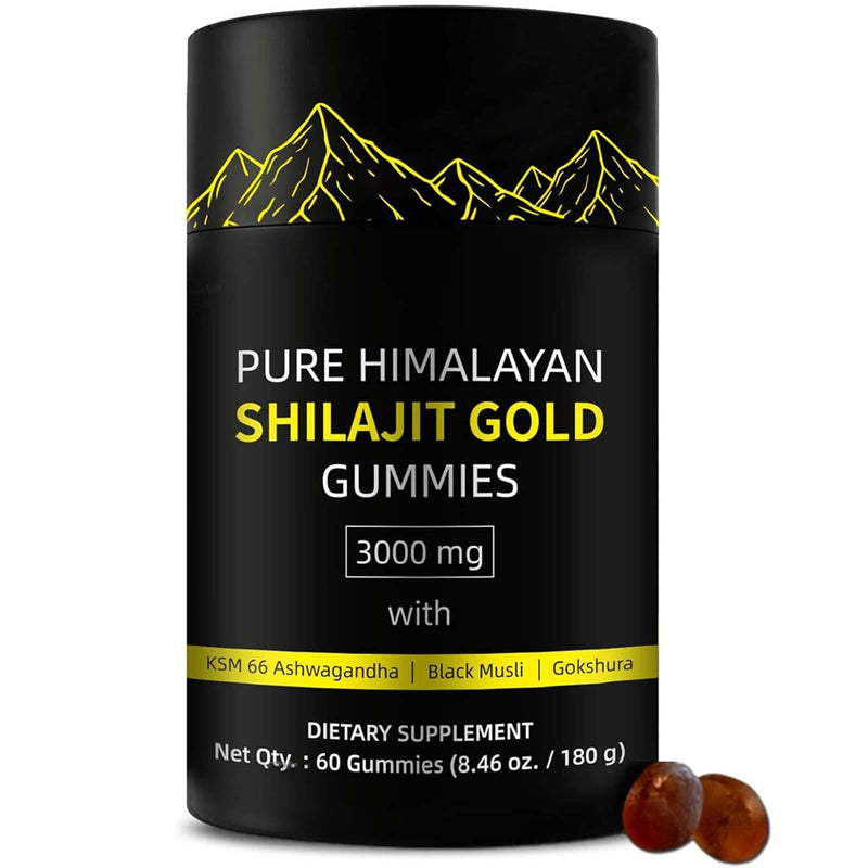 [Australia] - Shilajit Gummies | Alpha Gummies for Men | Lab Tested I No Added Sugar | Ashwagandha, Gokshura | Fulvic Acid & 85+ Trace Minerals for Men, Women | Non-GMO | 60 Gummy 