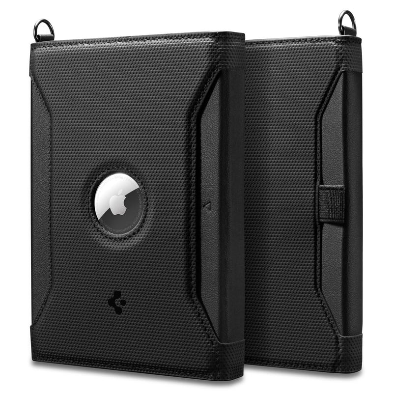 Spigen Life Passport Card Cover Holder, RFID Blocking | Travel Document Organizer, SIM Card Pin Included - Black Black - with AirTag Holder