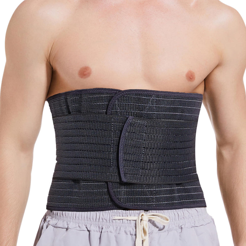 Funcy Men's Adjustable Abdominal Binder – Post-Surgery Recovery Belt, Hernia Support, and Core Stability Wrap (Black, Medium) Black
