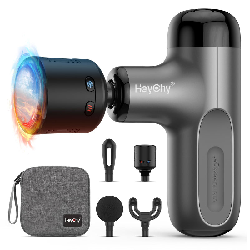 [Australia] - Mini Massage Gun with Heat and Cold, Deep Tissue Massage Gun, Portable Percussion Muscle Massager with 4 Massage Heads for Athletes 