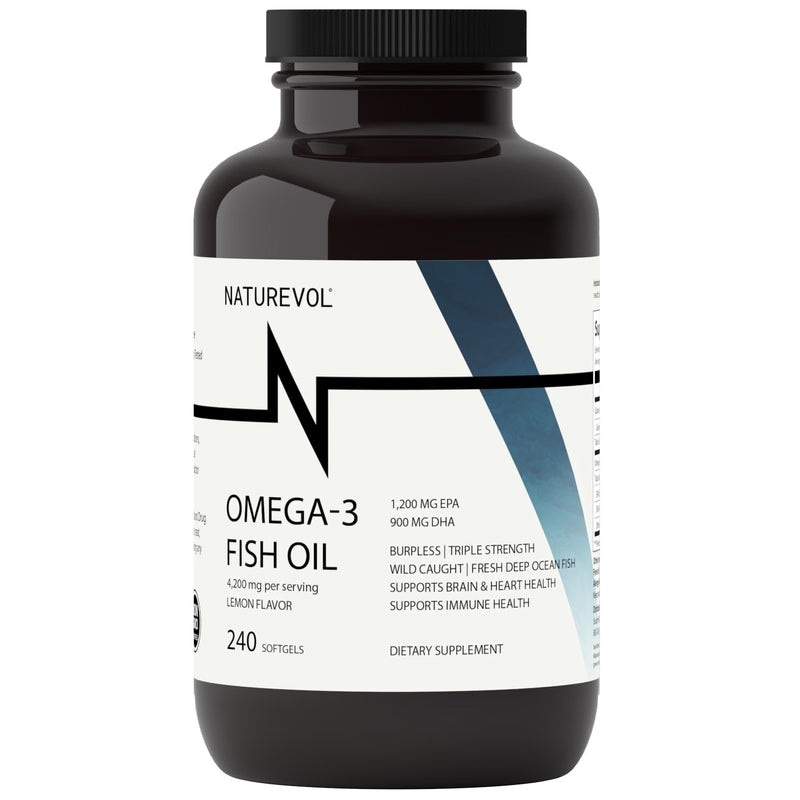 [Australia] - Triple Strength Omega 3 Fish Oil 4200mg - Lemon Flavored | EPA & DHA Fatty Acids | 1200mg EPA + 900mg DHA | Deep Sea Fish | Burpless Fish Oil Supplement - 240 Softgels 