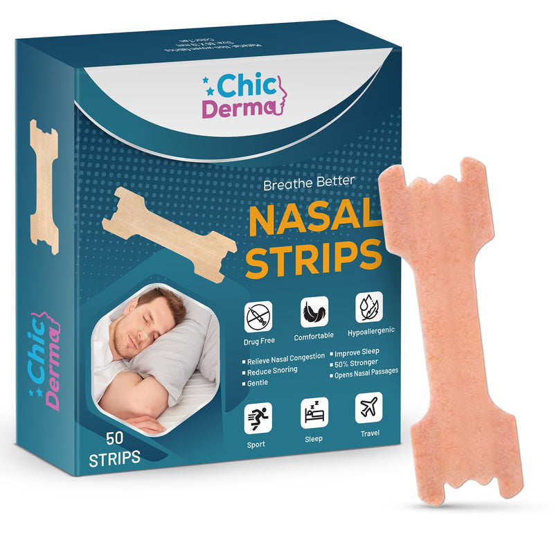 [Australia] - Nasal Strips for Snoring 50 Pieces, Nose Strips to Stop Snoring and Airflow Support, Nasal Congestion Anti Snoring Strips for Men Women, Nose Tape for Sports and Sleep (50) 