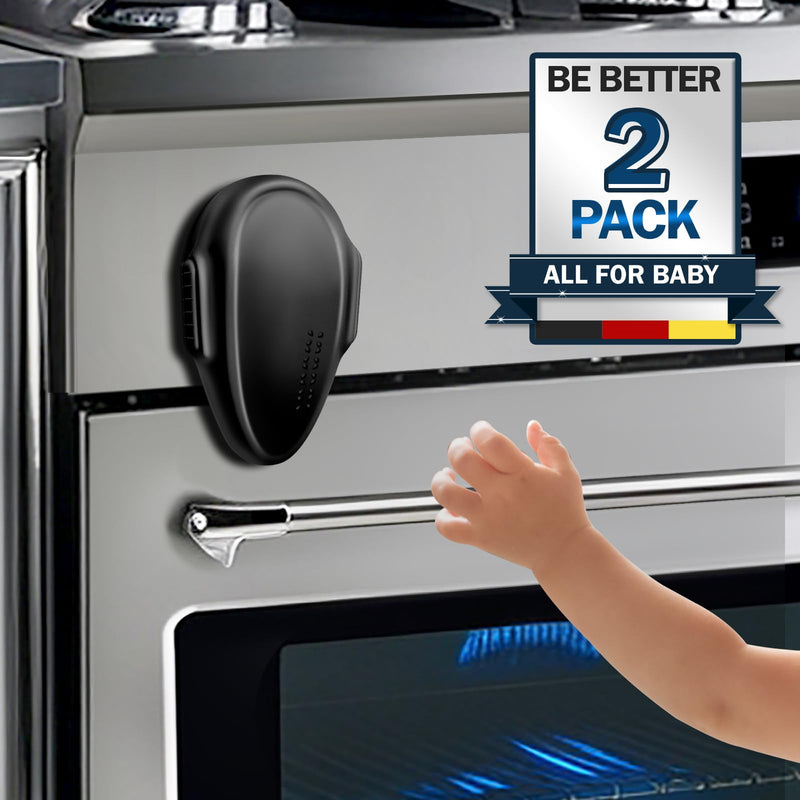 [Australia] - Oven Lock Child Safety (2Pack), Childproof Oven Door Lock, MCOTOP Oven Safety Lock, Heat-Resistant Material no Tools Need or Drill, Oven Door Lock Child Safety Easy to Install (Black) BLACK-2 Pack 