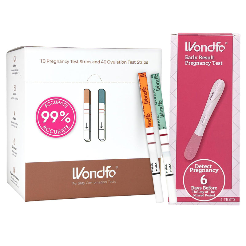Wondfo Ovulation Test Strips and Pregnancy Test Strips Kit [40 LH + 10 HCG]+ 10mIU/ml Pregnancy Test [5 Pack]