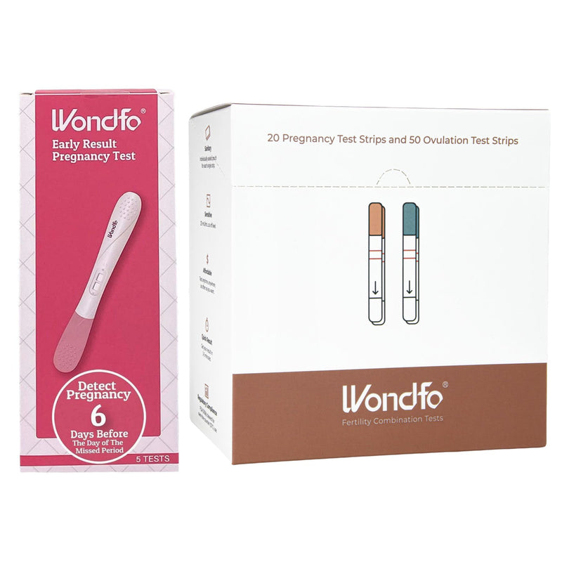Wondfo Ovulation Test Strips and Pregnancy Test Strips Kit [50 LH + 20 HCG]+ Early Result Pregnancy Test [5 Pack]