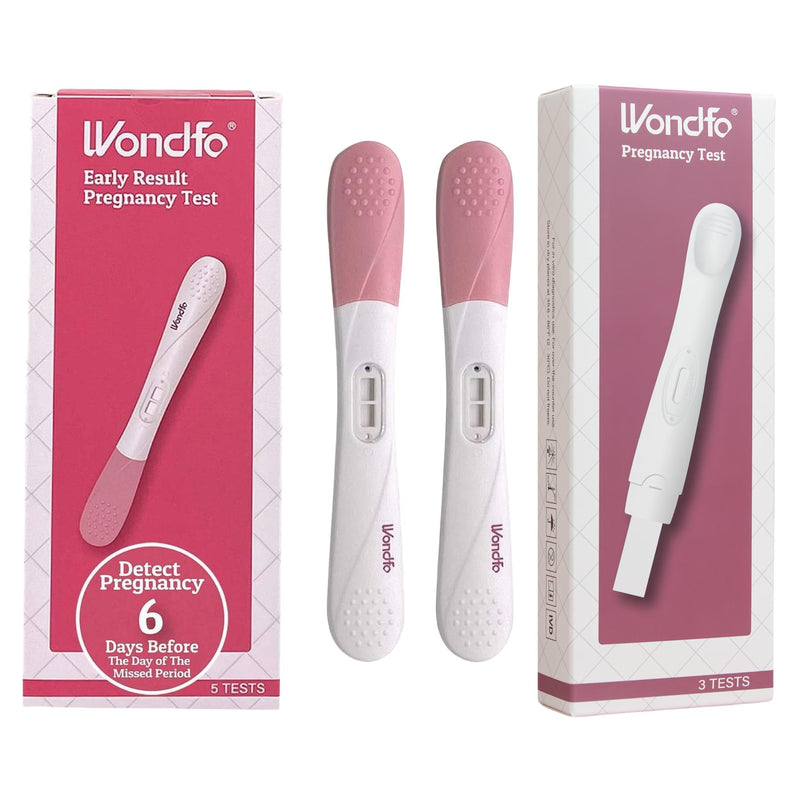 Wondfo Early Result Pregnancy Test [10mIU/ml 5 Pack ] and Rapid Result Pregnancy Test Strips Kit [ 25mIU/ml 3 Pack ]