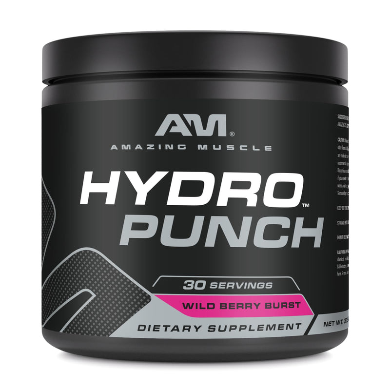 Amazing Muscle Hydro Punch Powder | Hydration + Electrolyte Blend | Contains Vitamin B, C, Betaine Anhydrous & More | 30 Servings (30 Servings, Wild Berry) Wildberry 13 Ounce (Pack of 1)