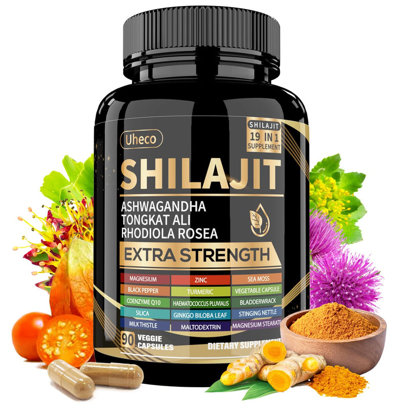 [Australia] - Shilajit Supplement with Sea Moss, Ashwagandha, Tongkat Ali - Shilajit Pure Himalayan Organic Fulvic Acid Capsules - 90 Count 1 Count (Pack of 90) 