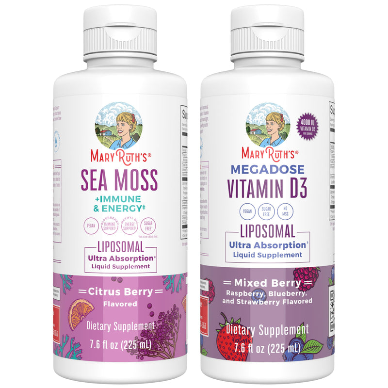 MaryRuth Organics Sea Moss Liposomal (Citrus Berry) & Vitamin D3 Liposomal (Mixed Berry) | Clean Label Project Verified® | Vitamins for Energy, Immunity, and Overall Wellness | Vegan, Non-GMO