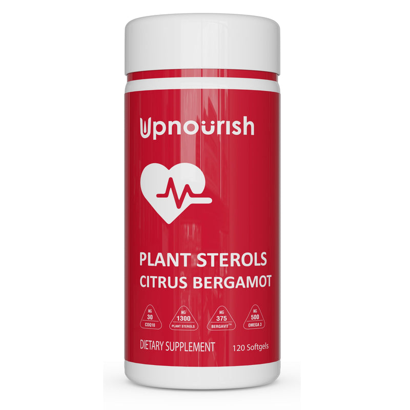 [Australia] - UpNourish Plant Sterols Citrus Bergamot Supplement with CoQ10, Omega 3, Olive Leaf, Turmeric Curcumin, Black Garlic and Niacin - 120 Softgels 