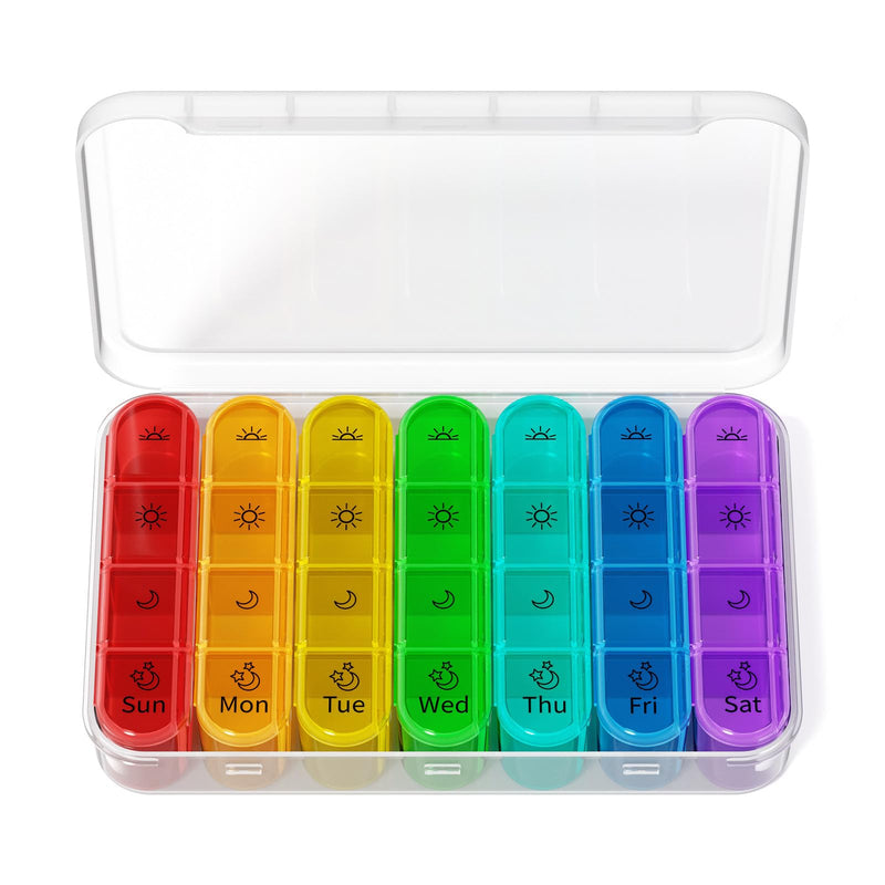 Zoksi Pill Organizer 4 Times a Day, BPA Free Weekly Travel Pill Box，Daily Pill Case with 28 Compartments to Hold Medicine, Vitamin and Supplement(White)