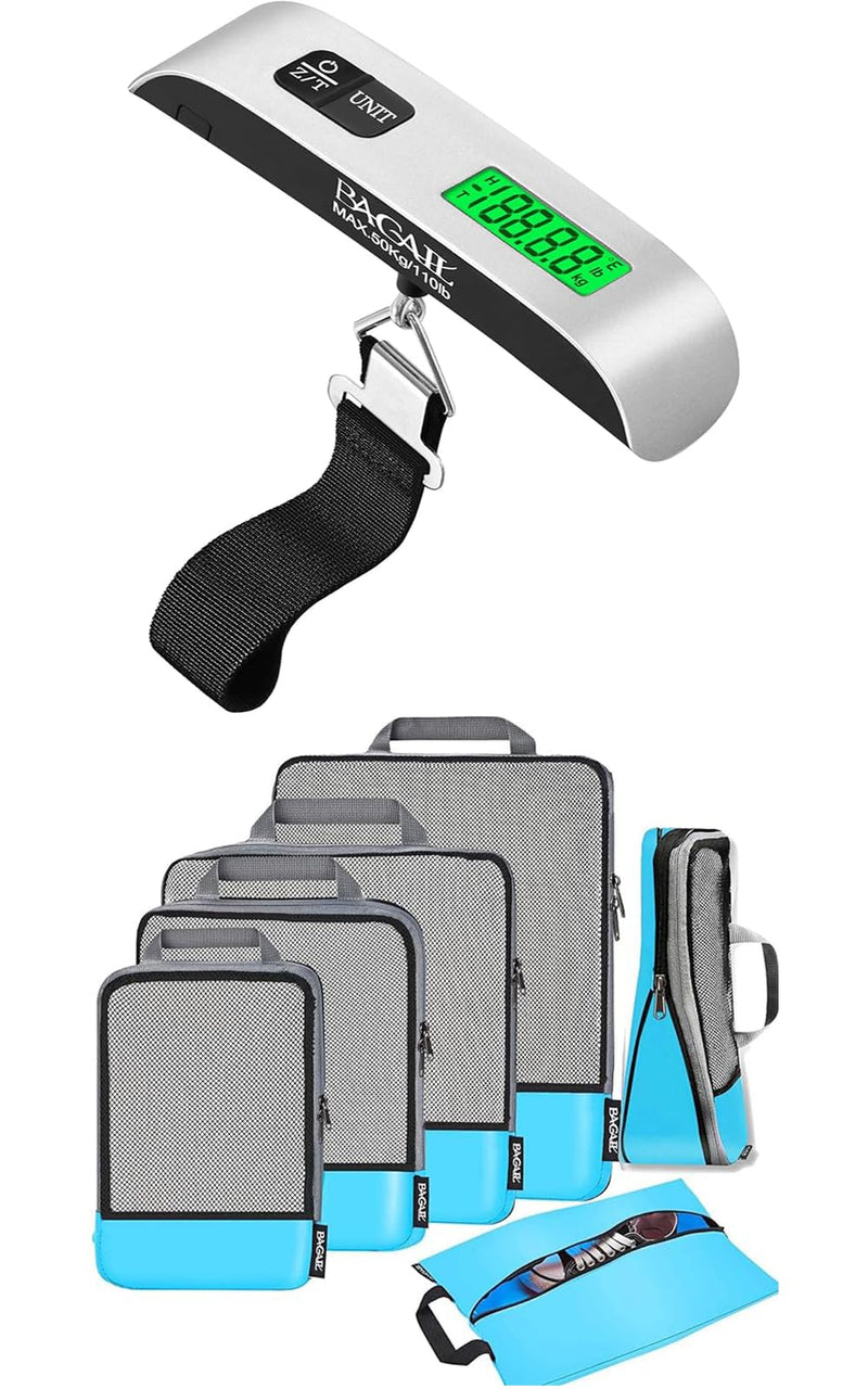 BAGAIL 6 Set Compression Packing Cubes and Digital Luggage Scale